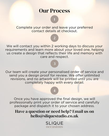 Custom Order of Service