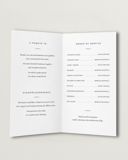 Custom Order of Service