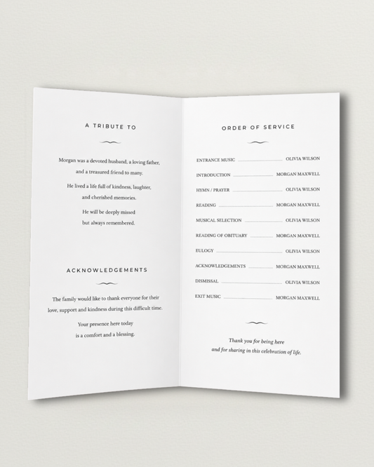 Custom Order of Service